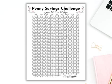 Penny Savings Challenge Printable 1p Saving Challenge Penny Challenge