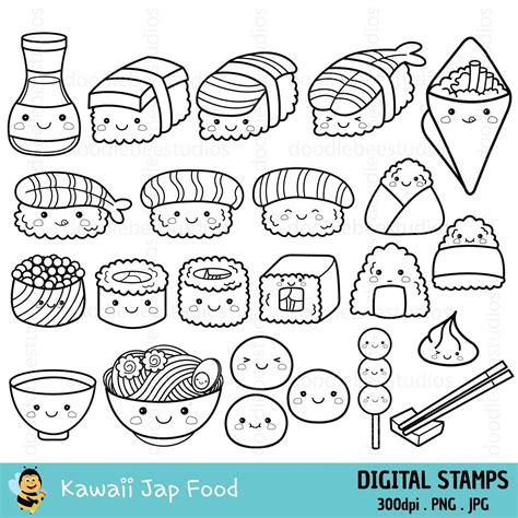 Kawaii Sushi Clipart Kawaii Sushi Clipart Cute Sushi Digital Stamps