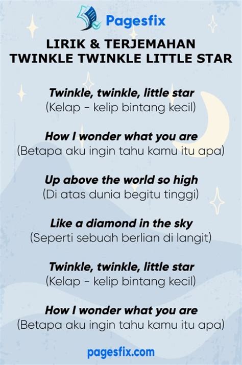 Lirik Lagu Twinkle Twinkle Little Star Dan Terjemahannya Terjemahan Lengkap 5 Bait