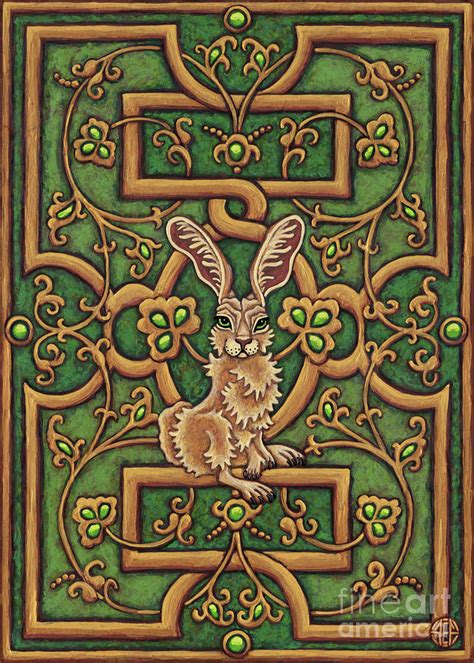 The Legend of Hare Terra. Illuminated Book Cover. Emerald Painting by ...