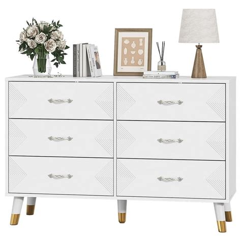 Winkalon 6 Drawer Double Dresserwhite Dressermodern 6 Chest Of Drawers With Deep Drawerswide