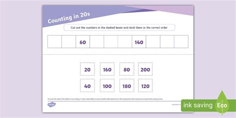 Counting In 20s Cut And Stick Activity Profesor Hizo