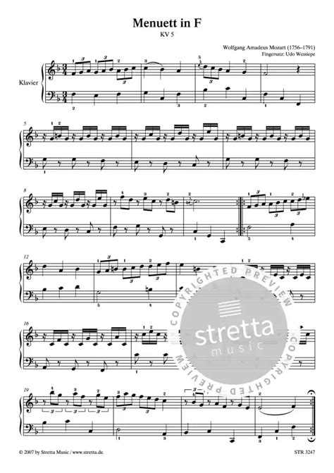 Menuett In F Von Wolfgang Amadeus Mozart Im Stretta Noten Shop Kaufen