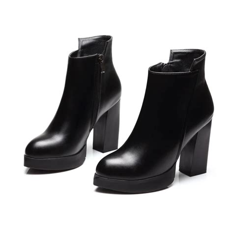 New 2017 Sexy Women Boots Fashion Platform Square High Heels Black