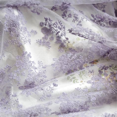 Embroidery Tulle Fabric Lavender Tulle Beautiful Dress Fabric Etsy