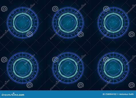 Magic Wheel Set 2 With Twelve Star Signs Of The Zodiac In A Dark