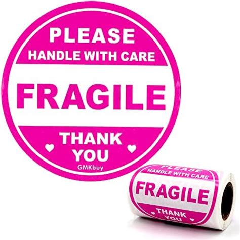 Amazon GMKbuy 3 X 3 Inch 100 Pink Round Fragile Stickers Roll