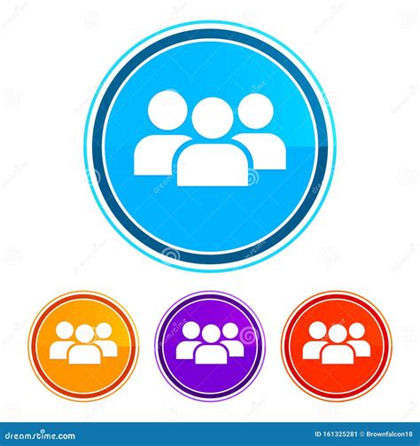 User Group Icon Flat Design Round Buttons Set Illustration Design Stock ...