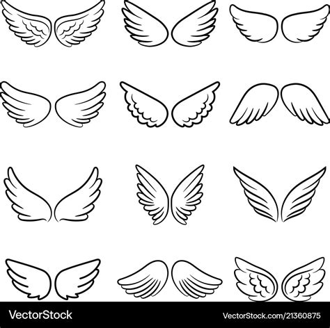 Cute angel wings set Royalty Free Vector Image