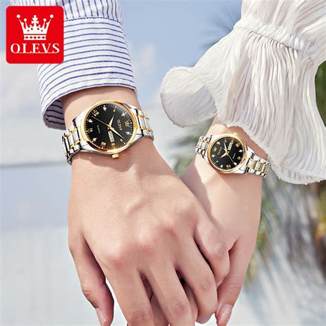 OLEVS 5563 Silver And Golden Two Tone Stainless Steel Analog Wrist