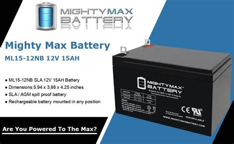 Mighty Max Battery Ml15 12nb 12v 15ah Replacement Battery Compatible With Champion