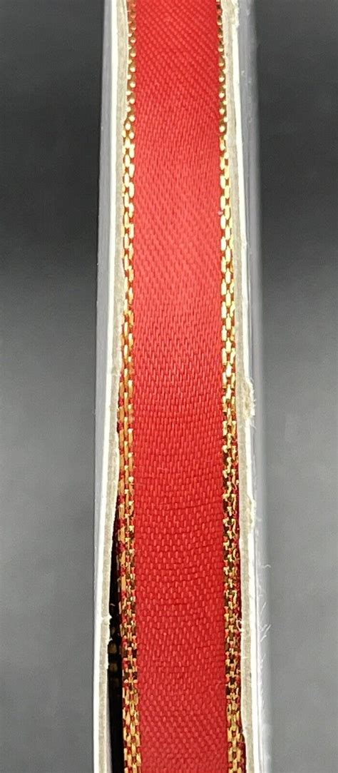 Emerald Craft Hobby X Yd Red With Gold Edge Satin Ribbon New