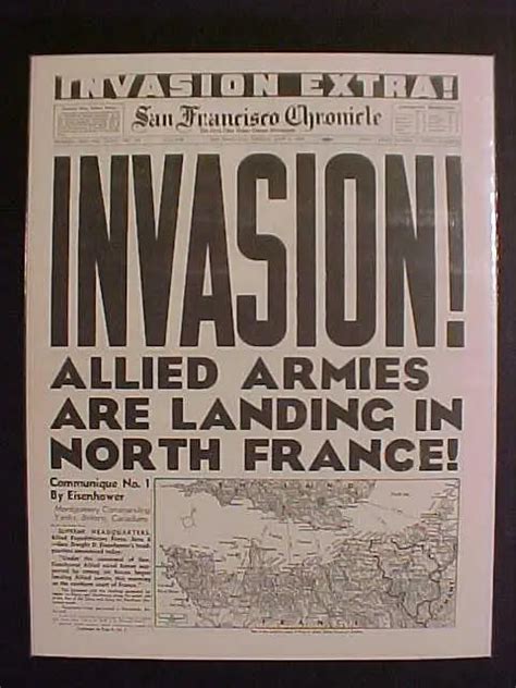 Vintage Newspaper Headline World War Nazi France Army D Day Invasion