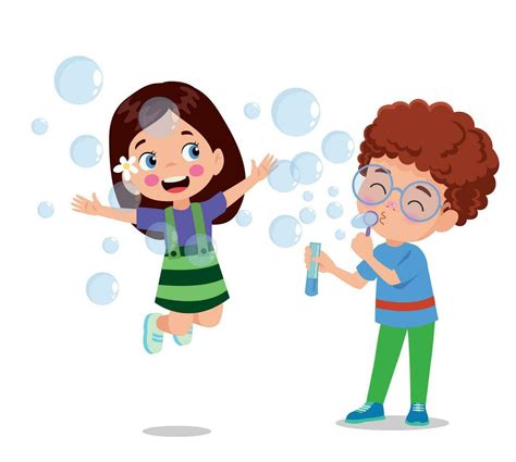 cute Children playing with bubbles 28886070 Vector Art at Vecteezy