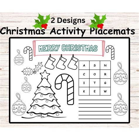 Christmas Place Mats Printable Christmas Coloring Place Mats Etsy