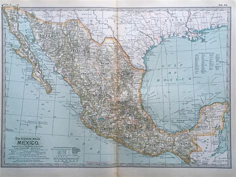 Antique Map Mexico, Old World Map Century Atlas 1800s - Etsy