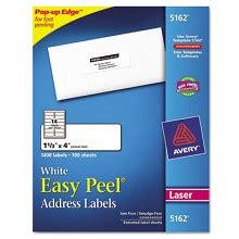 Avery 5162 1 1/3" x 4" White Address Labels