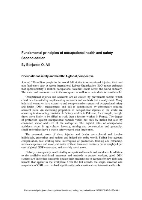 Wcms 098126 Notes Fundamental Principles Of Occupational Health And Safety Second Edition