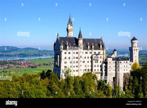 Neuschwanstein Castle, in the back Forggensee, Schwangau, Königswinkel ...