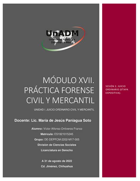 M17 U1 S2 VIOF En El Caso De La Materia Civil Las Normas Sustantivas