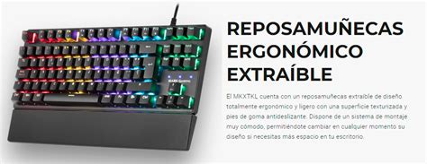 TECLADO MECANICO COMPACTO TKL MARS GAMING MKXTKL SWITCH ROJO OUTEMU SQ