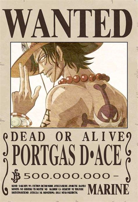 Wanted Ace Impresi N De P Ster One Piece Recompensas Plantillas De