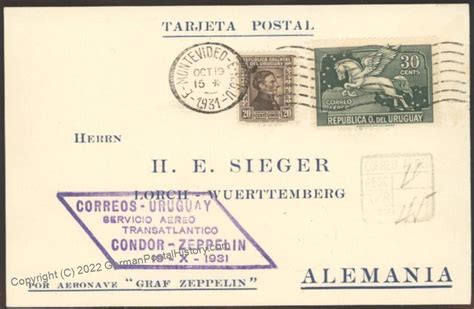 Uruguay Graf Zeppelin Rd Saf Mi E Cover South American Flown