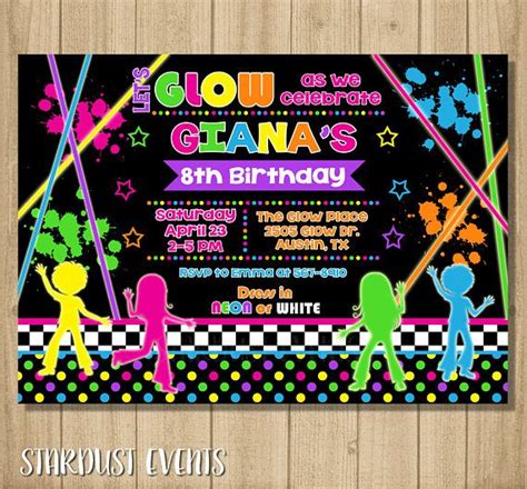 Editable Glow Birthday Invitation Glow Party Invitation Glow