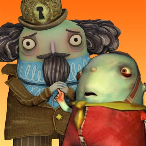 Compton and Dogen Boole from Psychonauts, two small, squat, cartoonish
