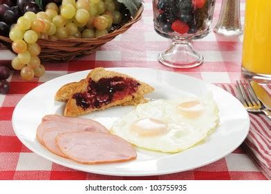 Canadian Bacon Fried Egg Breakfast Stock Photo (Edit Now) 103755935