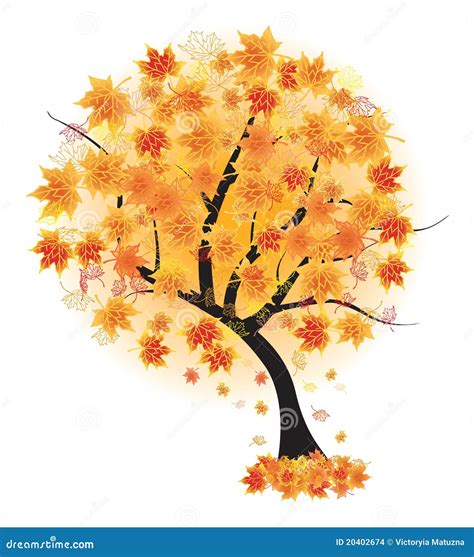 Autumn Maple Tree Leaf Fall. Vector Illustr Stock Vector - Illustration ...