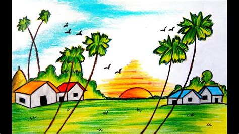 Village Scenery Drawing at GetDrawings | Free download