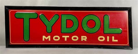 Vintage Tydol Motor Oil Embossed Metal Advertising Sign Auction