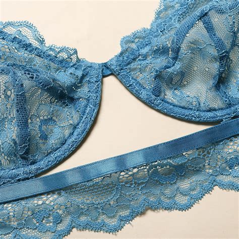 In Blue Lace Lingerie Set Embroidered Lingerie Set Etsy