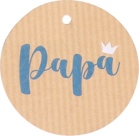 Label Kraftpapier Papa Blauw Kraft Voordeelverpakking X