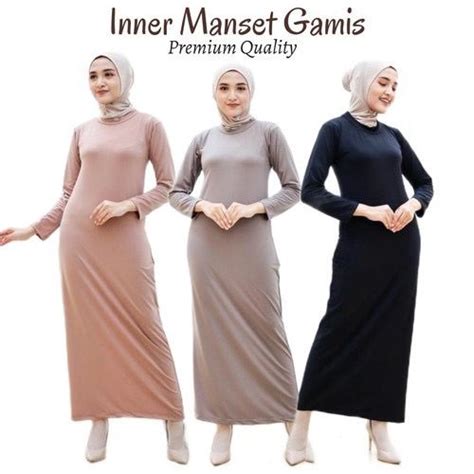 Gamis Manset Lengan Panjang Spandek Allsize Fi To Xxl Dalaman Kaftan