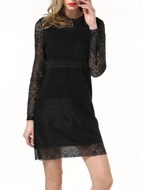 Women Sexy Lace Hollow Out Dress Fashion Long Sleeve Dress At Banggood Sold Out