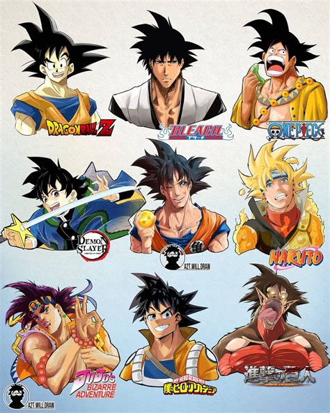 Artista Imaginou Goku De Dragon Ball Em 9 Estilos De Animes Diferentes