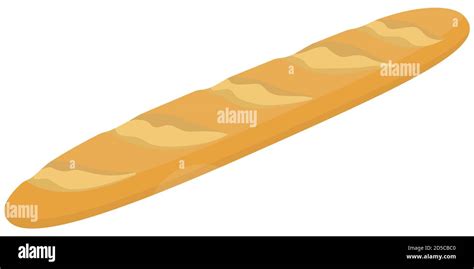 Fresh Baguette Isolated On White Background Bakery Products In Cartoon