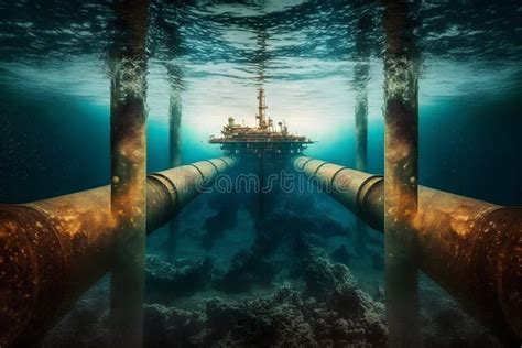 Underwater Oil Pipeline Stock Illustrations Underwater Oil