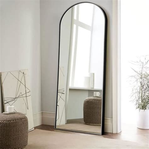 Grand Miroir De Sol Arqu Avec Support Pour Chambre Coucher Debout Ou