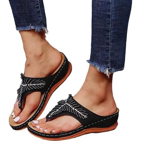 SANDALE NU PIEDS 2023 Femme Été Confort Rétro Compensé Slip on