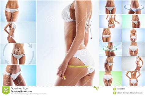 Collage De Diversas Fotos Del Cuerpo Femenino Con Las Flechas Del