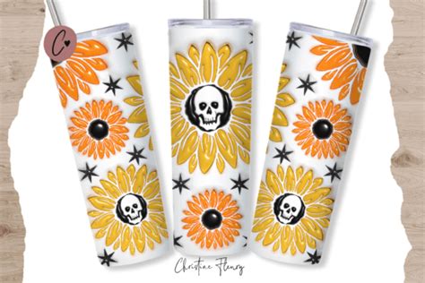 D Inflated Halloween Sunflower Tumbler Graphic By Christine Fleury