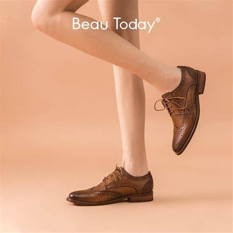 BeauToday Brogue Shoes Women Calfskin Genuine Leather Mixed Colors