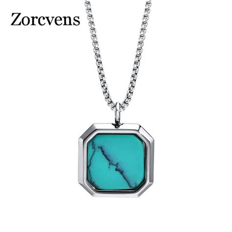 ZORCVENS Collares Cuadrados De Piedra Natural Para Hombre Colgante Geom