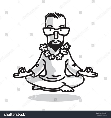 Yogi Guru Glasses Sitting Lotus Pose Stock Vector Royalty Free 664988815 Shutterstock