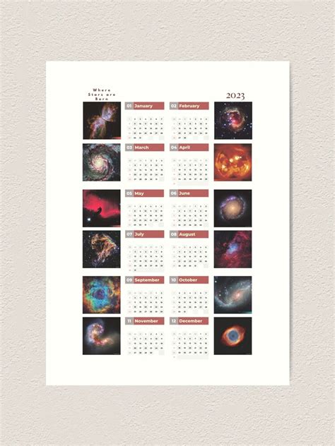 "Cosmos calendar 2023 ,One Page Wall Calendar 2023 , universe calendar 2023 , Calendar printable ...