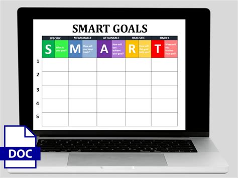 SMART Goals Template: Editable Word Form, SMART Goals Worksheet ...