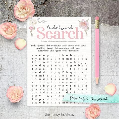 Bridal Shower Word Search Free Printable